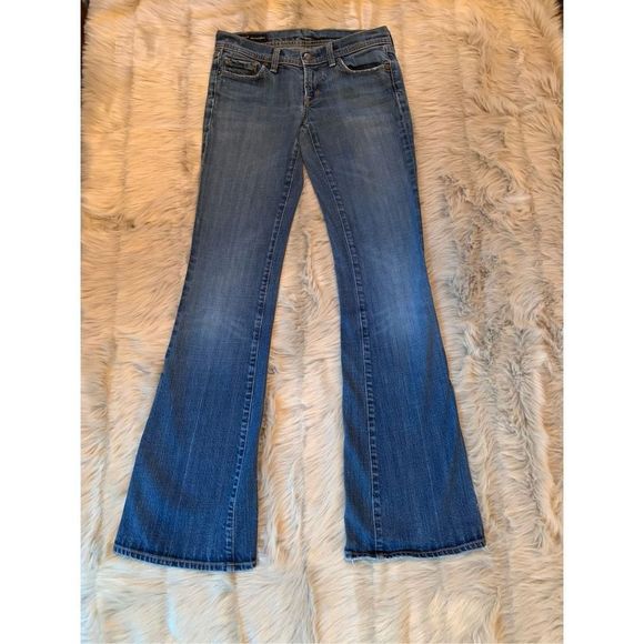 Citizens Of Humanity #002 Ingrid Low Waist Flare Dark Blue Denim Jean Size 25 - Picture 2 of 6
